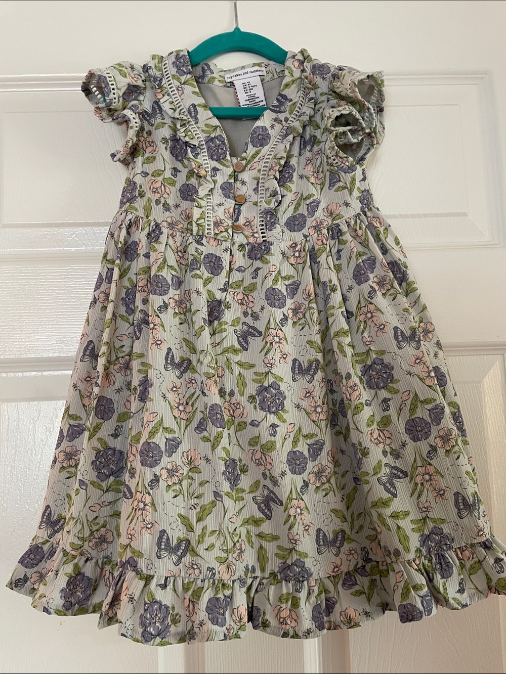 Cupcakes and Cashmere dress in florals on dusky purple - 4T